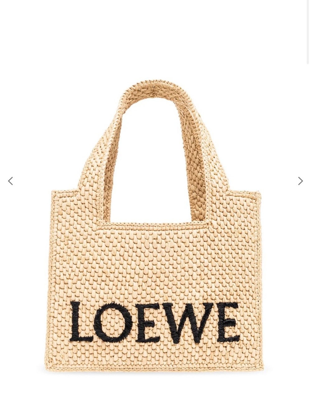 Loewe Beige Raffia Tote with Black Logo 
SMALL size bag